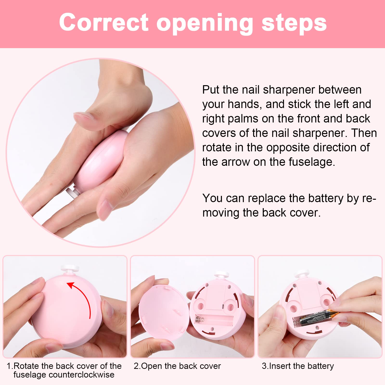 Vicloon Rifinitore per Unghie per Neonati, Tagliaunghie Elettrico per Bambini con 6 Testine di Levigatura, Nail Trimmer Bambini Lima per Unghie per Bambini e Adulti (Rosa)