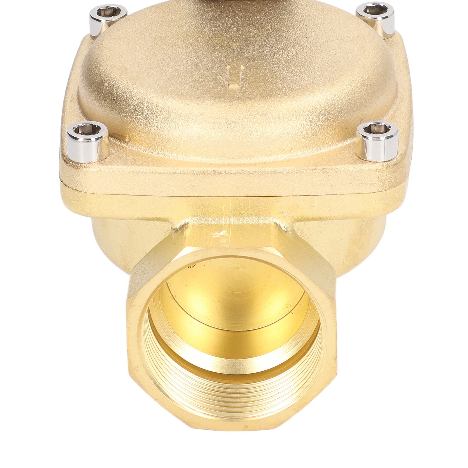 FTVOGUE Zawór Elektromagnetyczny Mosiężny 2-drogowy Zawór Normalnie Zamknięty G2in AC220V 50 Mm Apertura 72 do 176F IP65 do Kontroli Powietrza i Wody w Oleju w Przemysłowych Systemach Rurowych