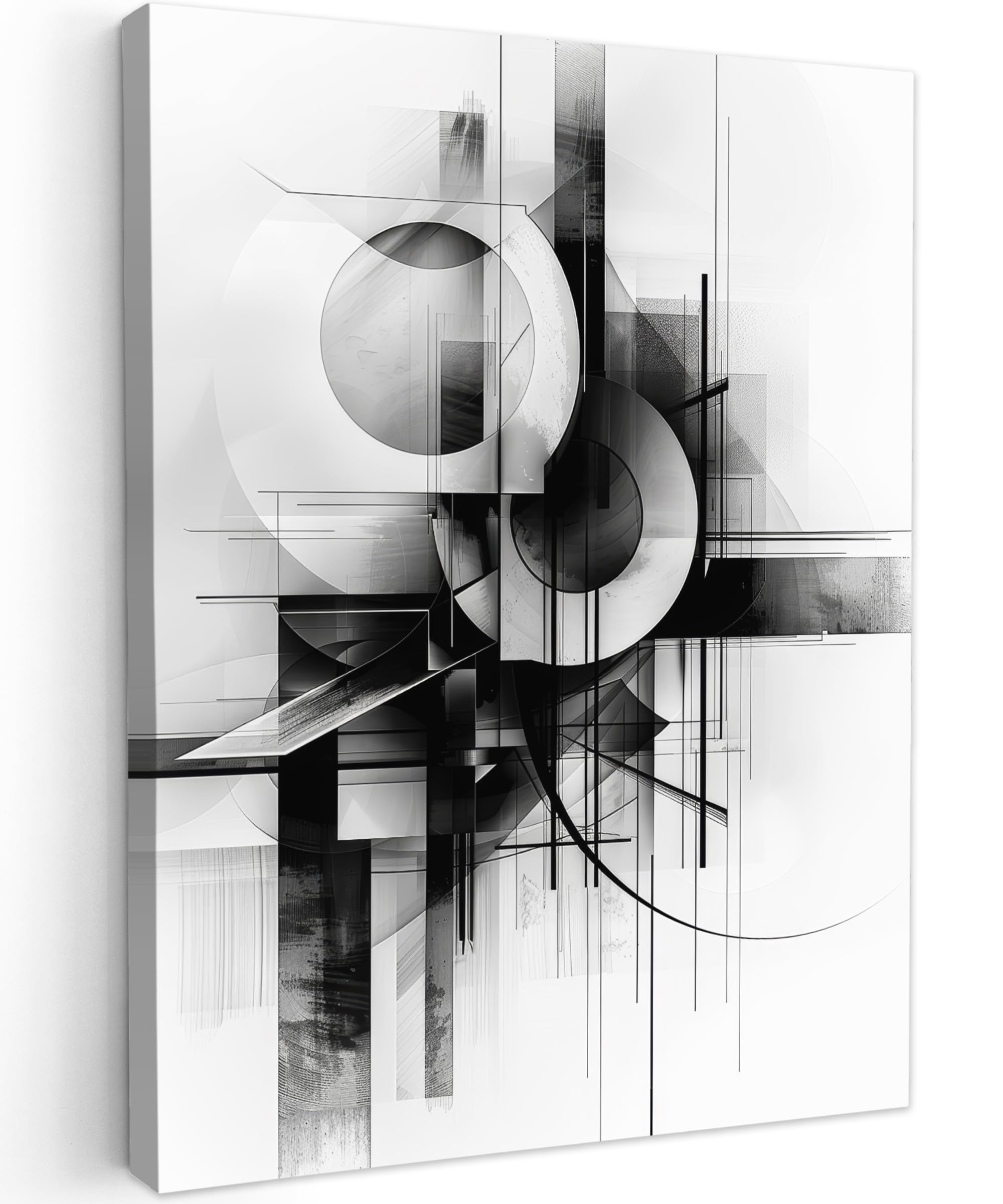 MuchoWow© Laminas Cuadros de Salon para Dormitorio 50x70 cm Lienzos Decoración Pared Cuadro Habitacion Decoracion Abstracto - Arte - Moderno - Blanco y negro