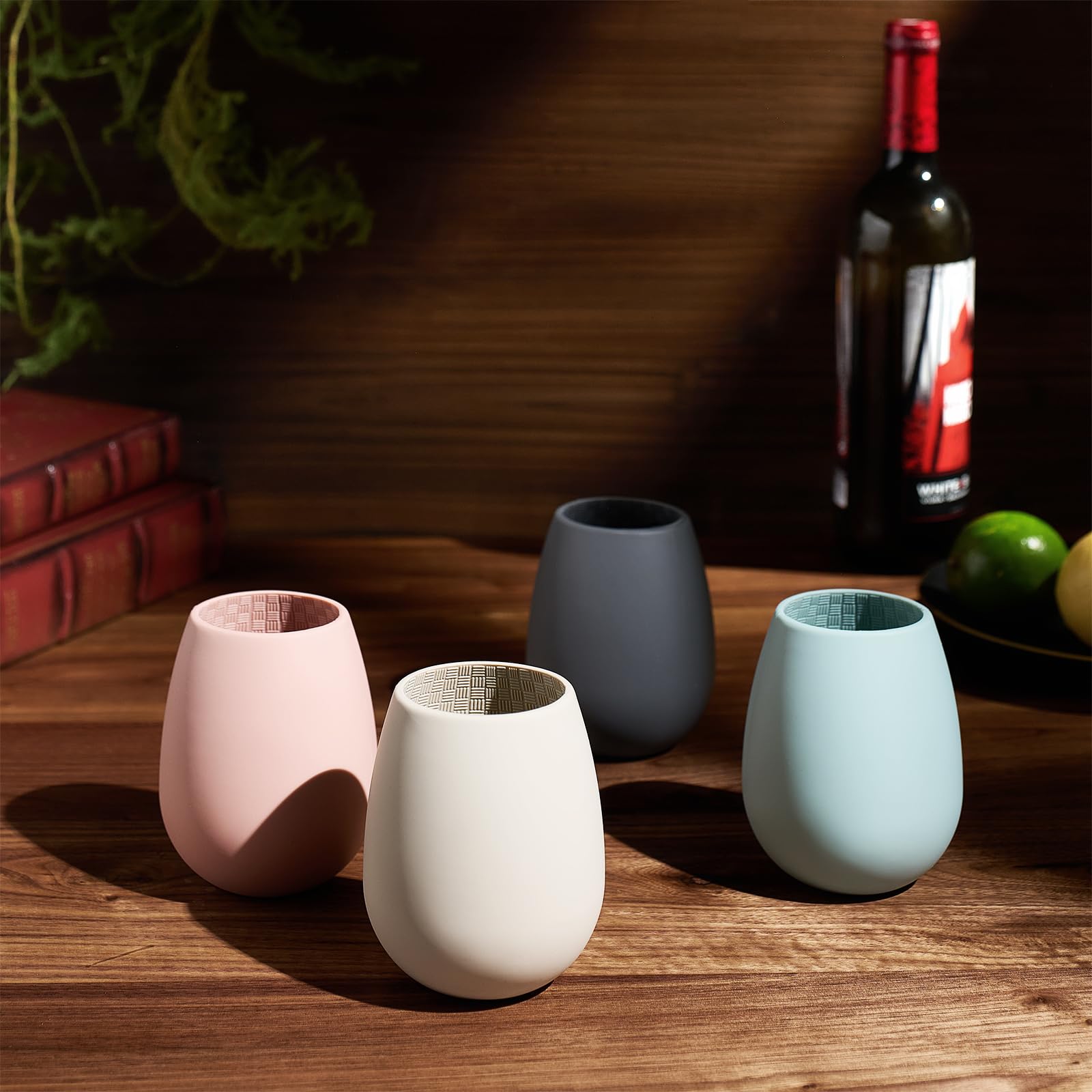 Unbreakable Silicone Stemless Wine Glassware Set Of 4 Reusable Shatterproof  | Desertcart Belize