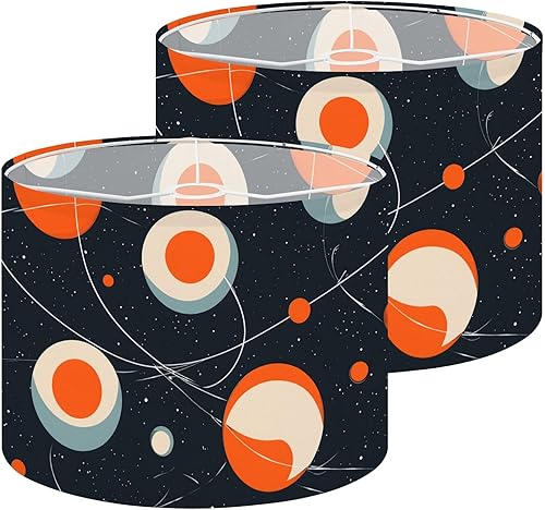 Miniatura 20 de Drum Lamp Shade mid century atom retro 70s vintage Abstract Geometric Circles Lampshade for Floor Lamps Table Lamps Pendant Light 13"x10"