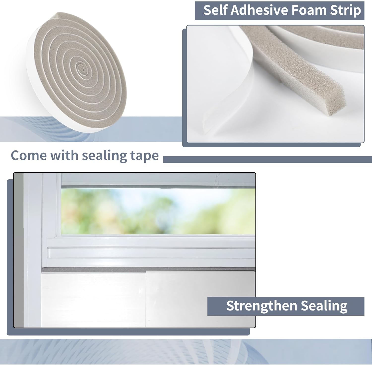 Flamorrow Portable Air Conditioner Window Seal Kit with Insulation Foam Panels, Adjustable AC Window Vent Kit with Mesh Guard for 5.9" Diameter Hose, Mulit-Layers Seal Panel for Heat & Noise Insulated