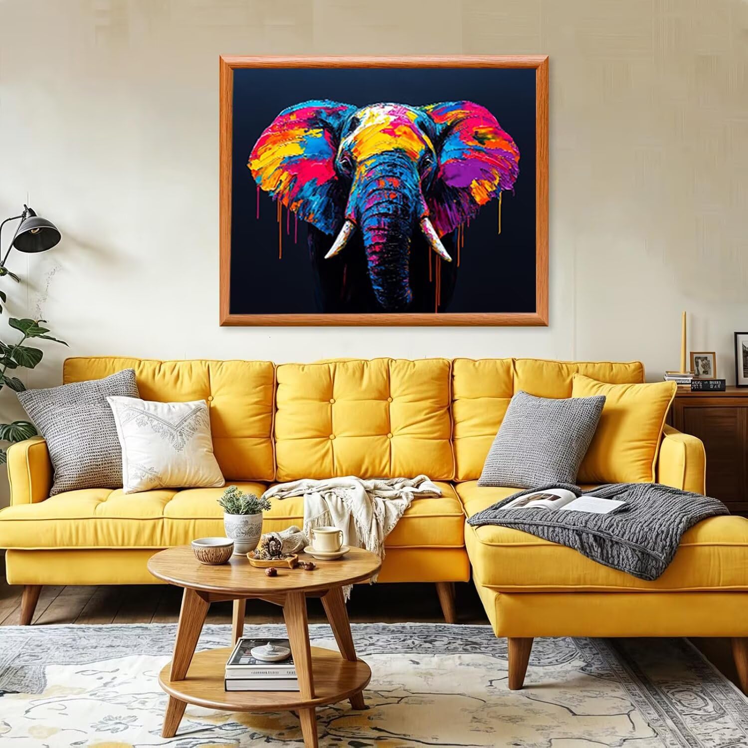 Pintar por Numeros Adultos elefante animal, DIY Painting by Numbers Kits, Pintura por Números Cuadros DIY, con Pinceles, Pinturas Acrílicas, Kit Completo para Painting, Decoración 60 x 80 cm 0F-99