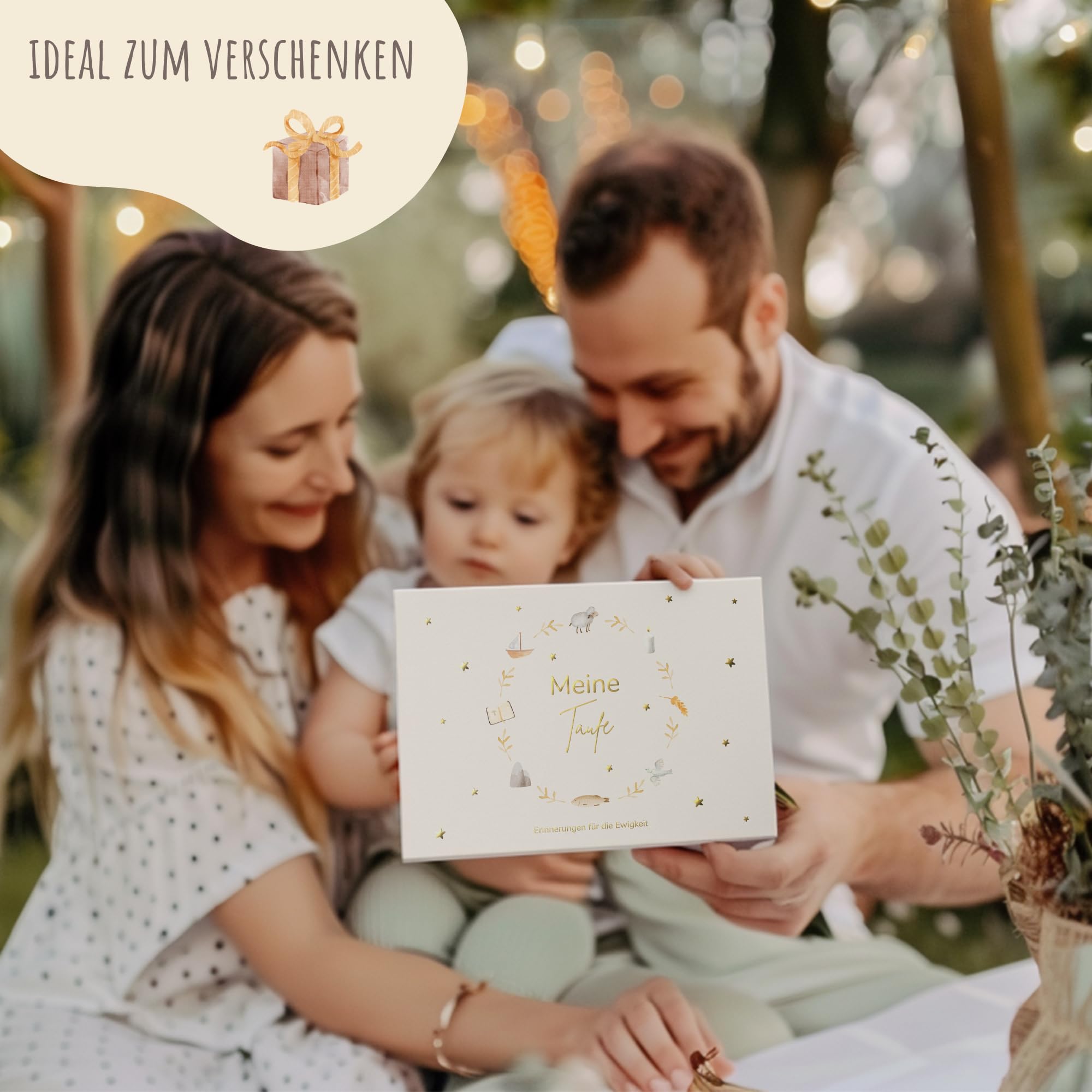 MeinBaby123® Taufbuch Meine Taufe | Taufbuch | Geschenk zur Taufe | Taufgeschenke Jungen & für Mädchen | Erinnerungsbuch Taufe | Taufe Deko - vergoldetes Cover
