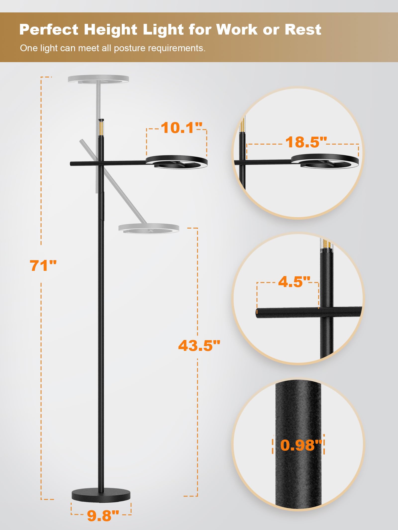 GLOWRIUM Smart Wake Up Light Therapy Lamp with App, 10000 Lux Full-Spectrum Happy Therapy Light, UV-Free Sun Lamp, Circadian Rhythm, Remote, Timer, Cozy Light Settings for Winding Down