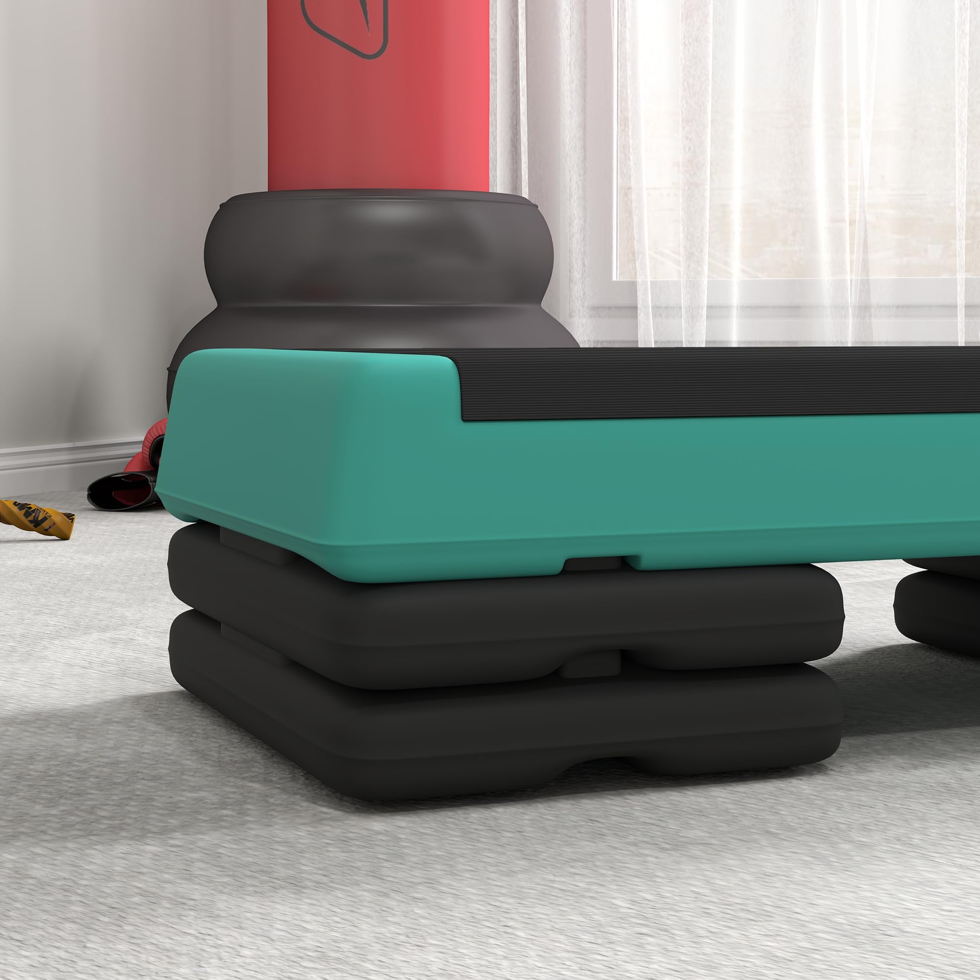 SPORTNOW Step de Aeróbic, Step para Fitness Antideslizante, Altura Regulable 3 Niveles de 10,5/15,5/20,5 cm, Carga 250 kg, para Ejercicio en Casa, Gimnasio, 77x36x20,5 cm