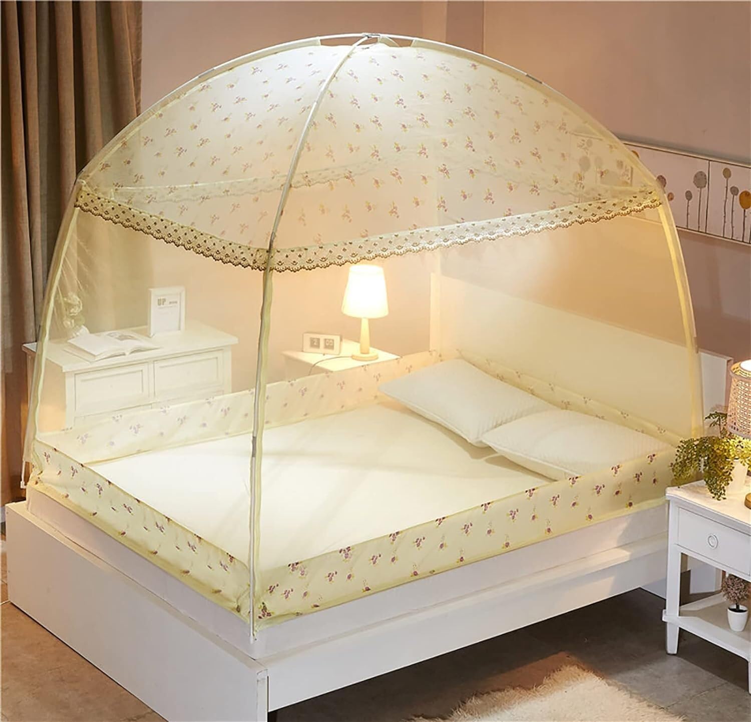 Mosquitera Plegable para Cama con Dosel, portátil, para Dormitorio y Camping al Aire Libre (B, 1,2 x 2,0 m)