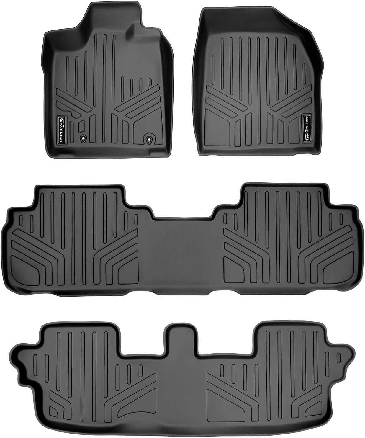 SMARTLINER Custom Fit Floor Mats 3 Row Liner Set for 2008-2013 Toyota Highlander