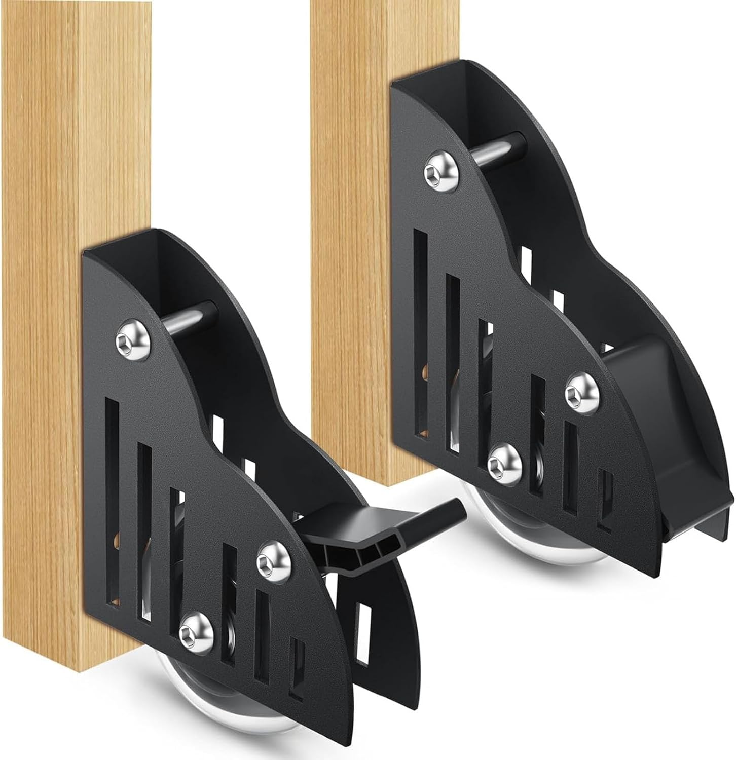 Library Ladder Hardware Kit (Ladder Not Included) - Black Steel Round Rail Rustic Finish Rolling Library Ladder Accessories Heavy-Duty Easy Installation