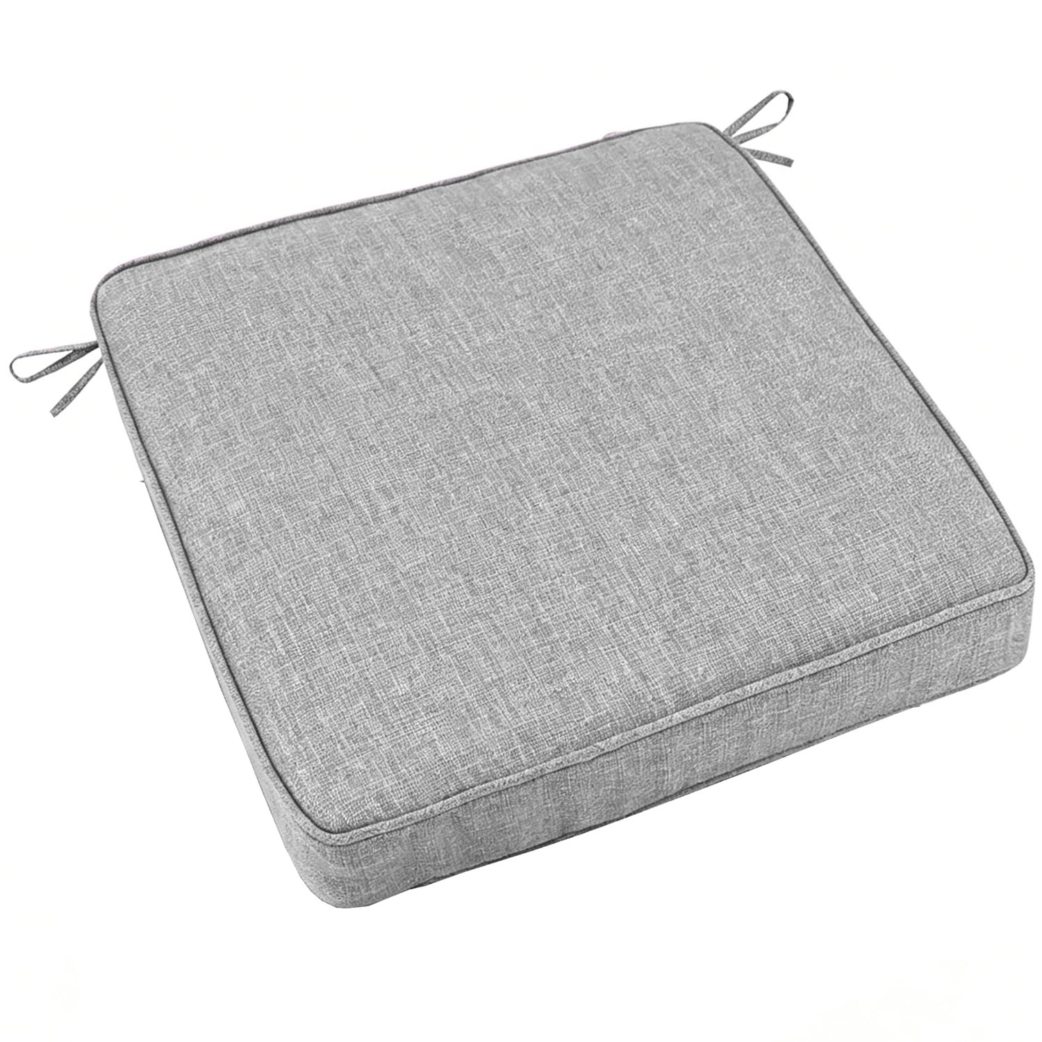 PLCIVSA Square Seat Cushions 25×25/30×30/45×45/50×50cm for Kitchen Chairs/Dining/Office,Memory Foam Chair Pads with Ties & Non-Slip Bottom,Washable Removable(light gray,45x45x3cm)