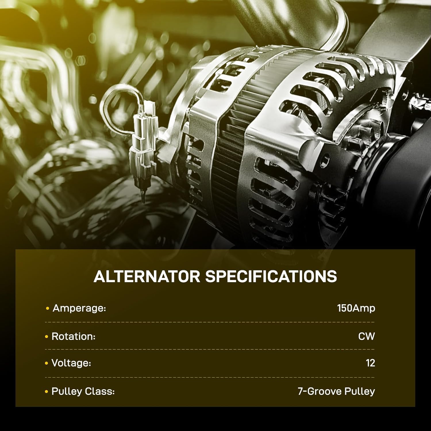 New Alternator Fit for 2007-2016 Toyota Sienna, 2011-2016 Highlander, 2010-2015 Venza, 2016-2018 Lexus ES350, 2010-2014 RX350, 3.5L 2.7L High Output 150A 12V CW 7-Groove Pulley, Replace 11326 94757
