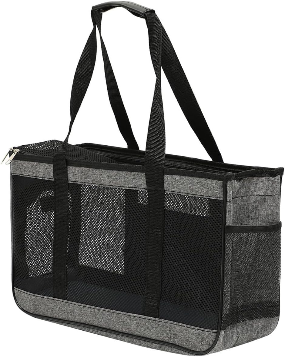 BESTYASH Pet Carrier Bag for Cats and Dogs Large Gray Breathable Mesh Soft-Sided Outdoor Carrier Handheld Tote for Travel and Daily Use