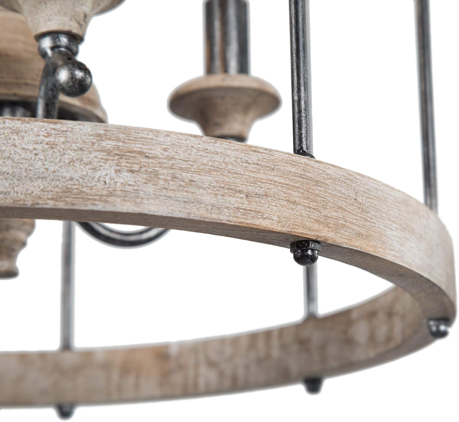 LNC Wood Chandeliers for Kitchen Island, Farmhouse Hanging Light Fixture for Dining Room with Adjustable Chain, Wood & Metal, W16” x H22.5
