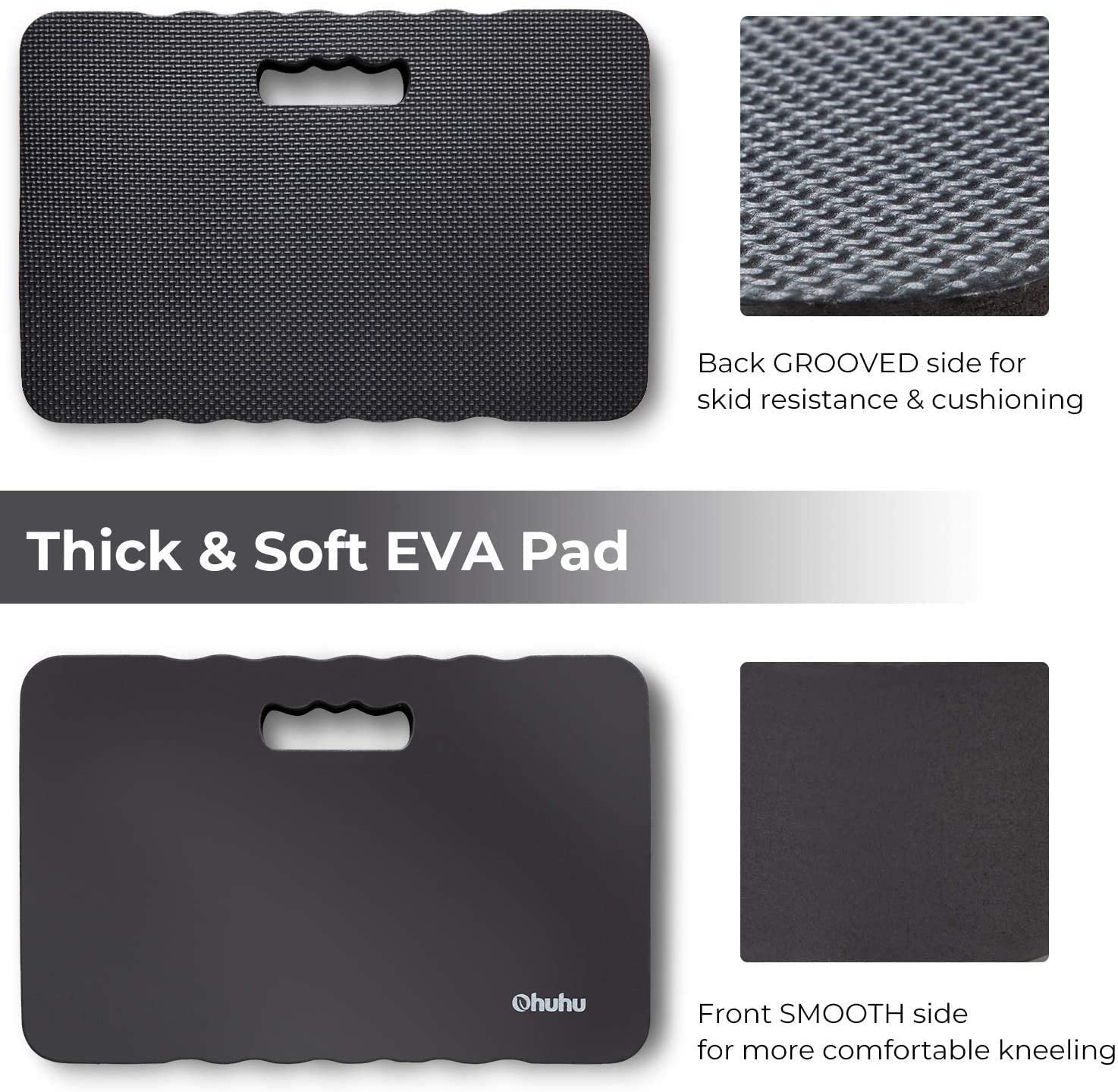 Ohuhu Premium Thick Kneeling Pad, 2-Pack Large Comfortable Gardening Knee Mat with 2 Different Surfaces, Extra Thick Knee Cushion Kneeler for Gardening Work Baby Praying, Gifts for Women Men Seniors