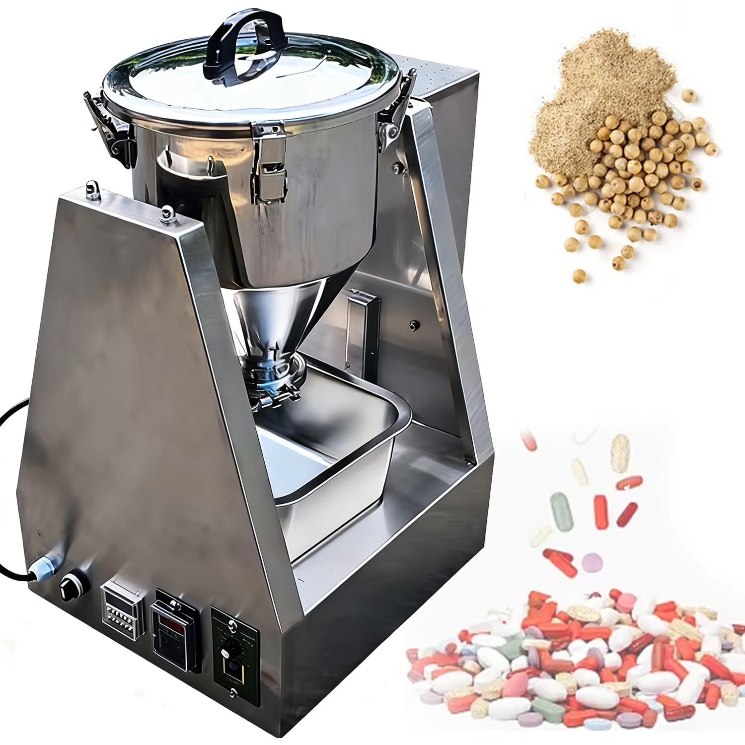 Mezclador Compacto para Laboratorio de Investigación - Mezclador de Polvos Secos Acero Inoxidable 304, Grado Alimentario, para Gránulos Especias y Alimentos en Polvo 20L