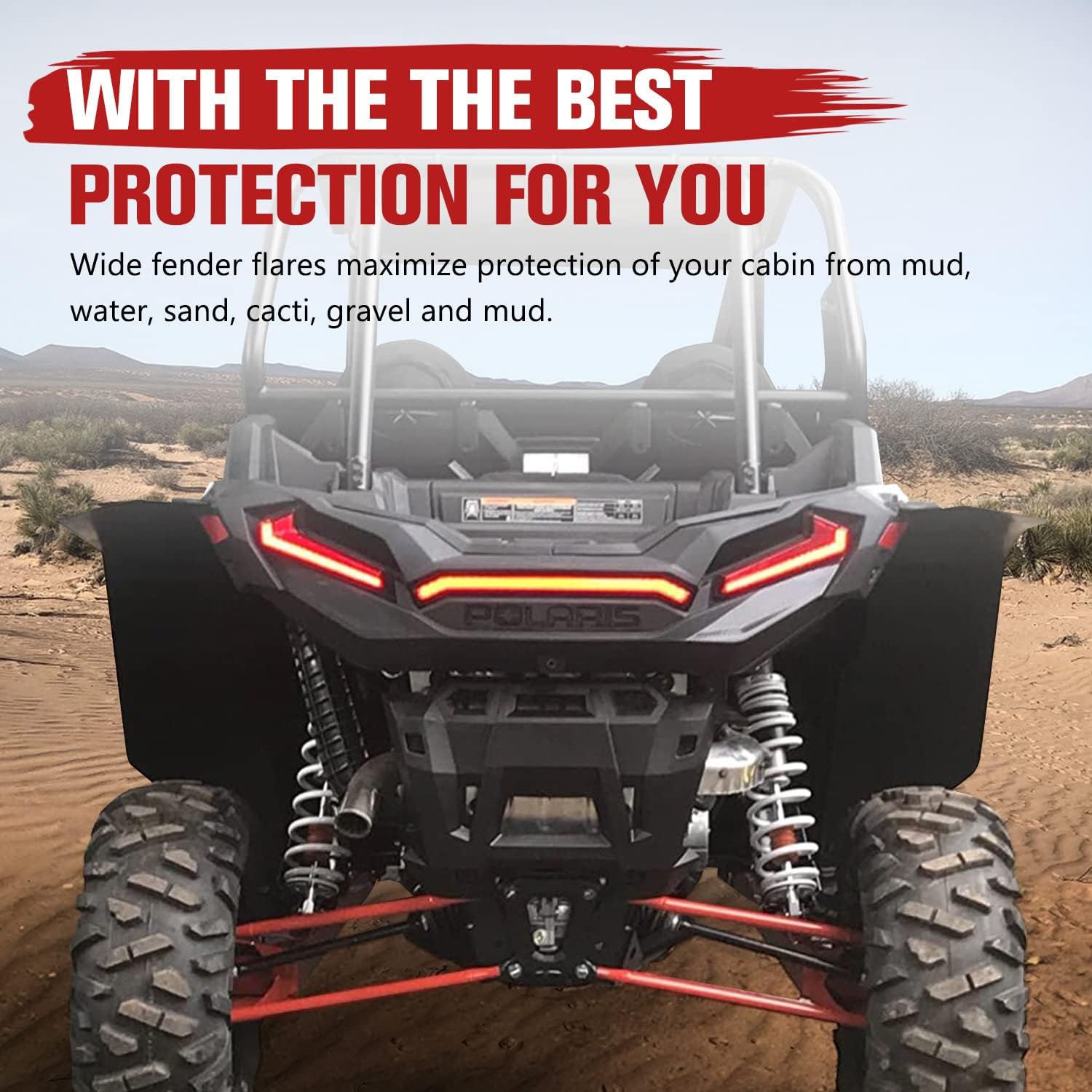Polaris RZR 1000 Extended Fender Flares & Mud Guards - Front & Rear Mud Flaps for 2014-2023 RZR XP/4 1000/Turbo/XP 4 Turbo Accessories, 4 PCS