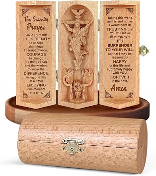 Jesuspirit - Christian Decor, Catholic Wooden Statue, Home Decor - Openable Wooden Cylinder Sculpture of Jesus A - The Serenity - Size S