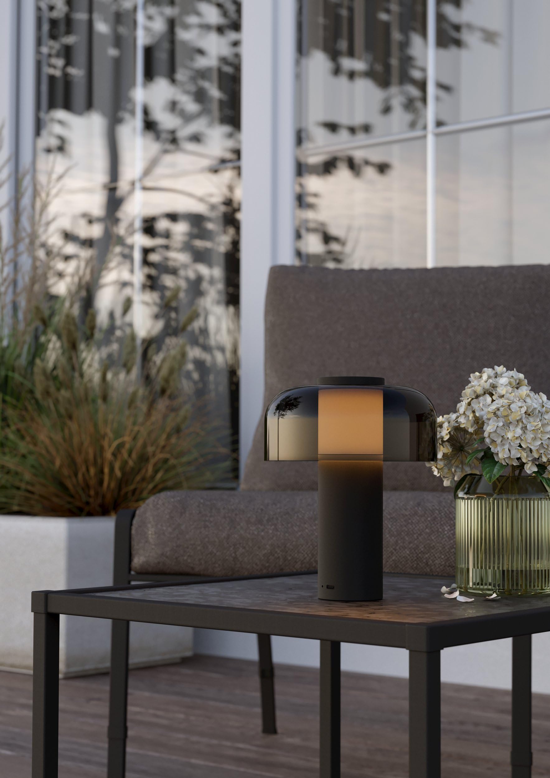 EGLO LED Tischlampe außen Ponente, Akku Nachttischlampe Touch dimmbar | Outdoor Tischleuchte kabellos, aufladbar per USB, Metall und Kunststoff in Schwarz, warmweiß, neutralweiß, IP44