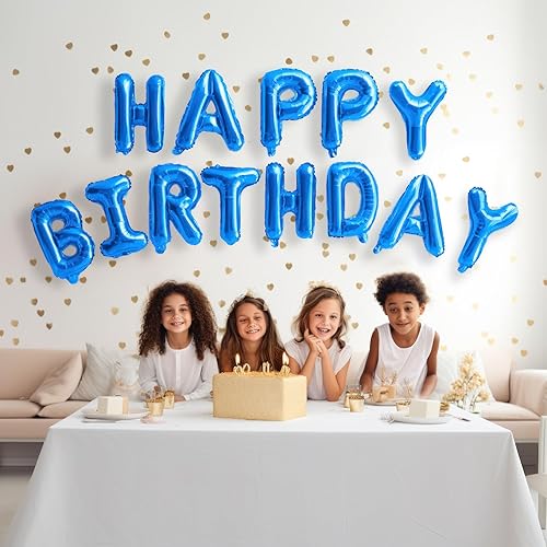 Miniatura 2 de Globos de letras Feliz cumpleaños de 16 pulgadas, letras del alfabeto de aluminio de Mylar para fiesta de cumpleaños (azul)