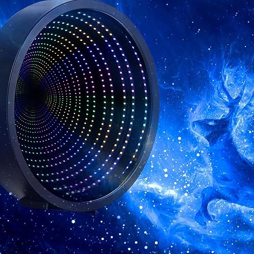 Miniatura 6 de Chibuy - Luces de túnel infinito, luces LED de noche, espejos 3D, lámpara de pared, lámpara de escritorio, decoración de boda, festival, fiesta,