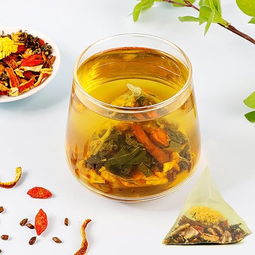 Miniatura 4 de Goji Berry - Té de crisantemo para la salud del hígado, bolsas de té Wolfberry de diente de león, 8 excelentes fórmulas de materia prima, bolsas de