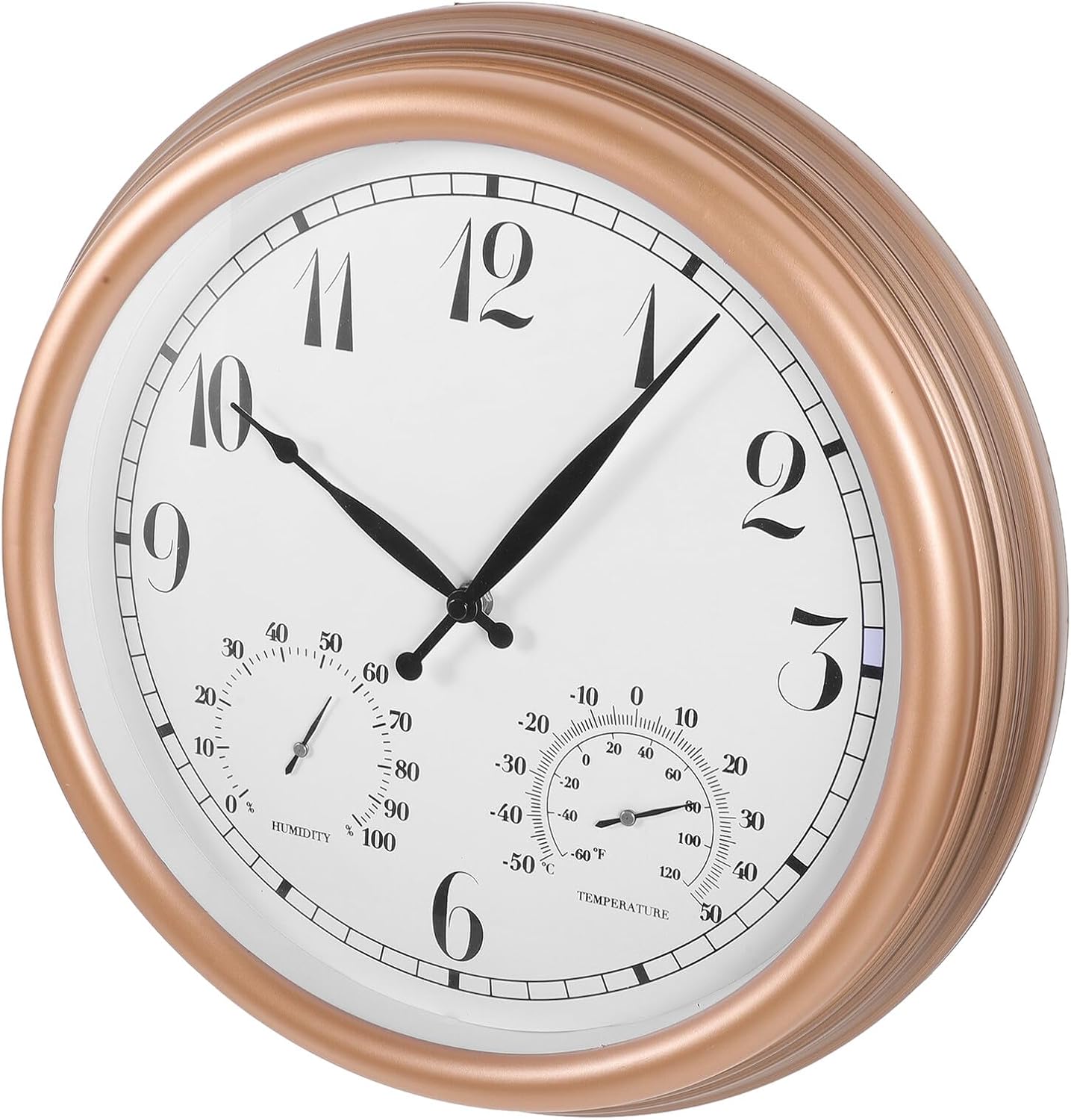 NUOBESTY 15-inch Vintage Style Outdoor Wall Clock with Thermometer Hygrometer, Waterproof Patio Garden Clock, Battery Operated Temperature Humidity Monitor for Exterior Walls Random Style