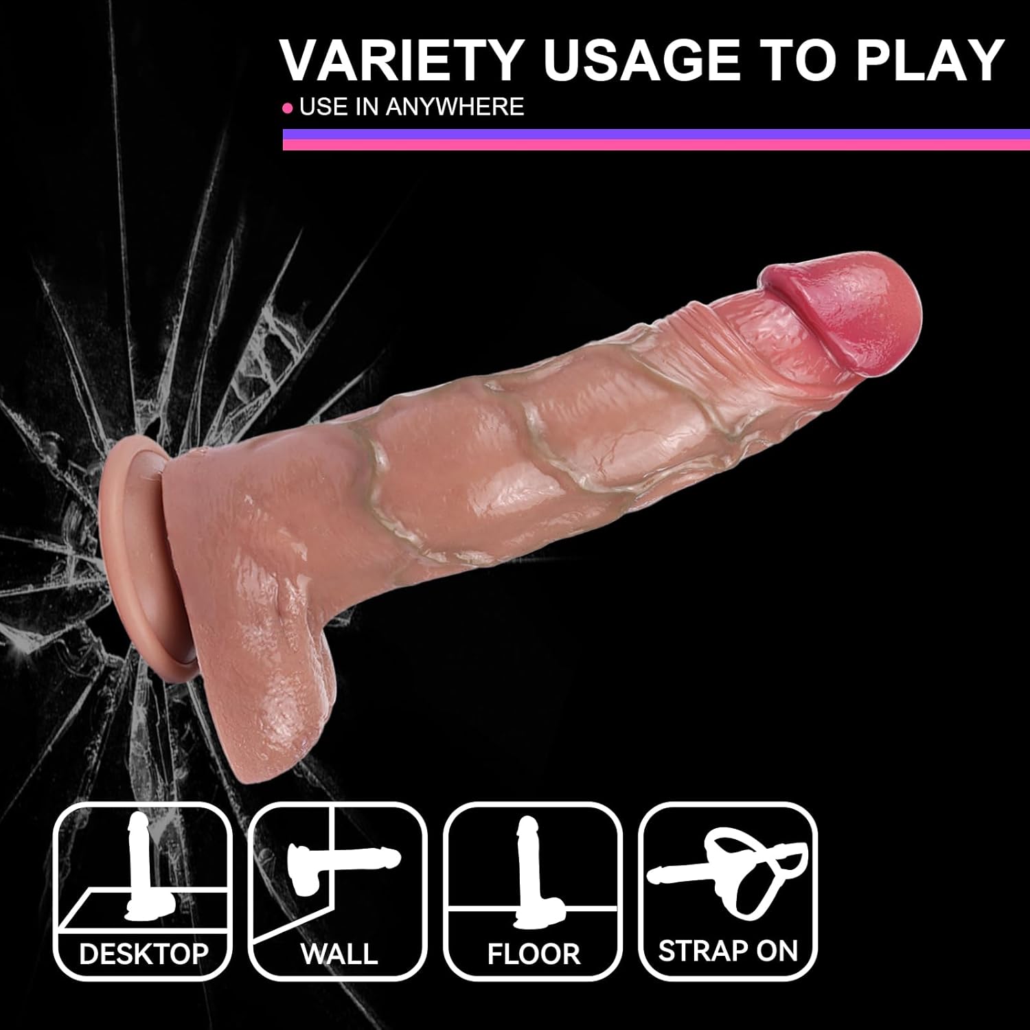 Real 3D Textured Veins Skin Color Artificial Penis Vibrator Sex Toy, Artificial Silicone Waterproof Vibrator Adult Toy, Clitoral Stimulator for Men Women and Couples (S8020V-skin)