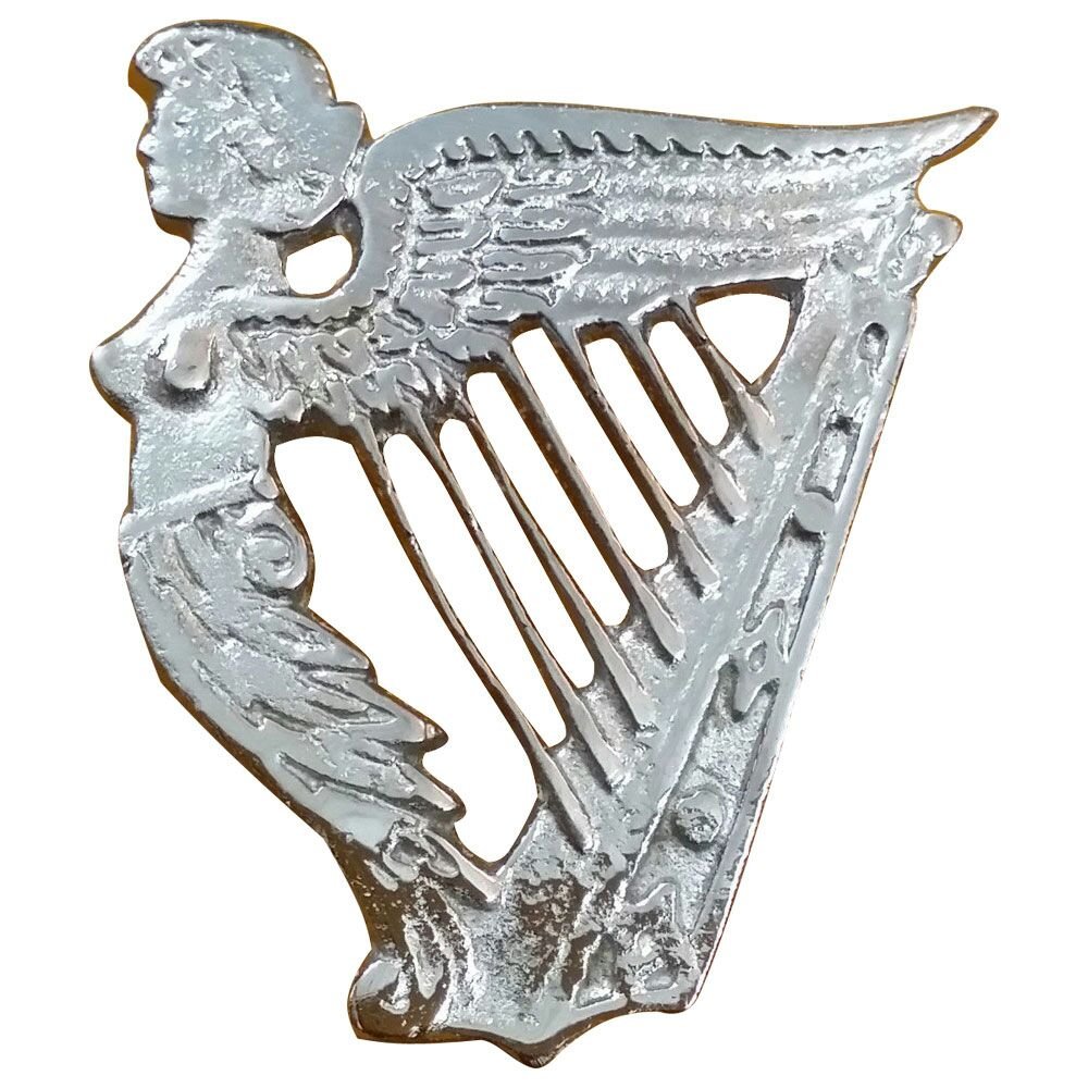 Tidoneam Men's Chrome House Of Highland 77 Scottish Irish Celtic Harp Cap Badges/Glengarry Hat Badge Pin Silver/Military