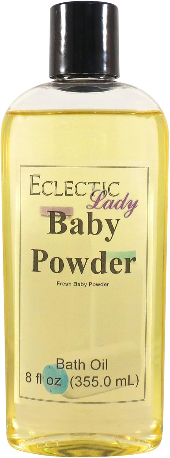 Baby Powder Bath Oil - Scented Body Oil - Relaxing & Moisturizing Bathing Oil - Fragrance Body Oil For Dry & Rough Sensitive Skin - 16 oz