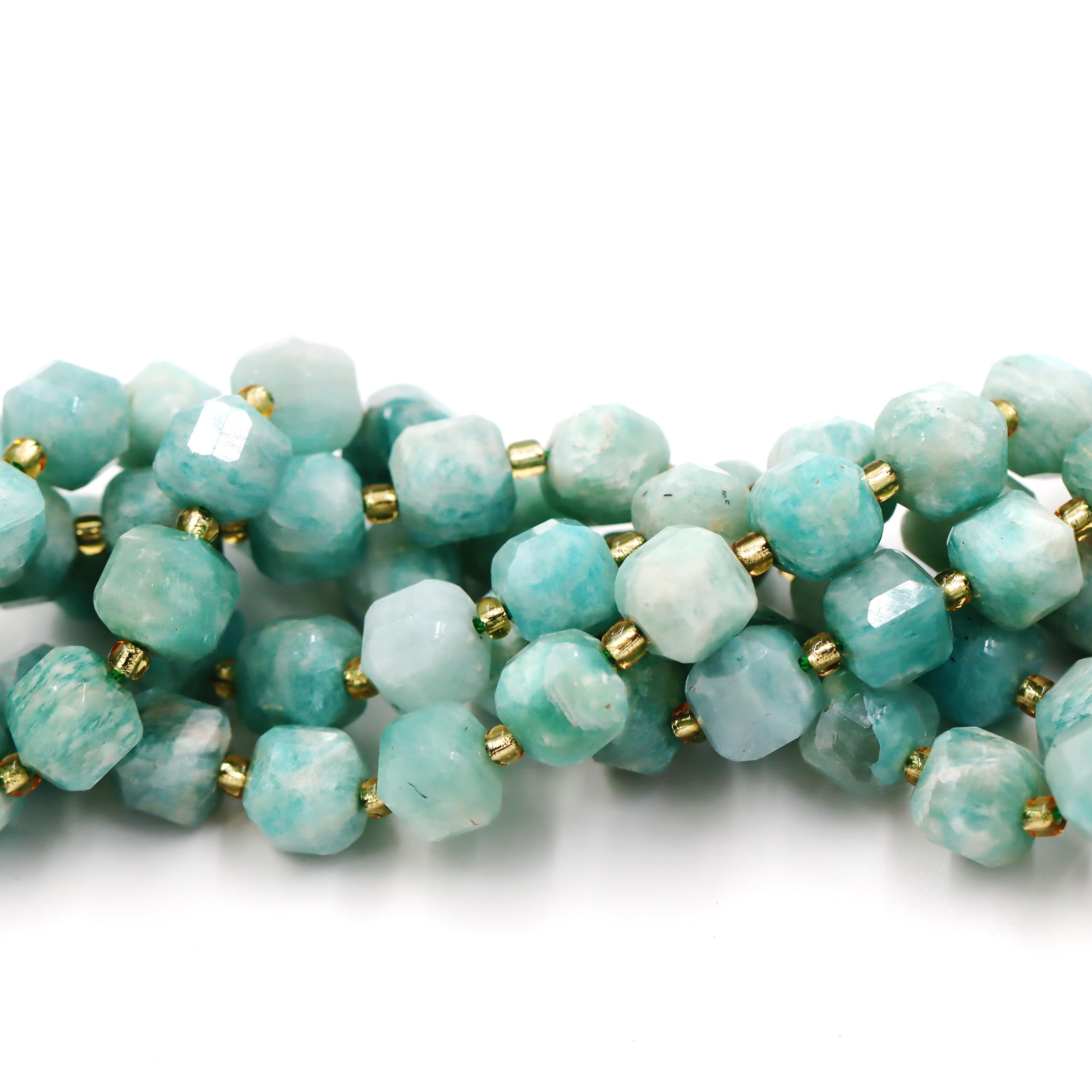 Koraliki z kamienia naturalnego do produkcji biżuterii, sprzedawane na torbę 5-pasma wewnątrz, fasetowana kostka Russia Amazonite 6mm