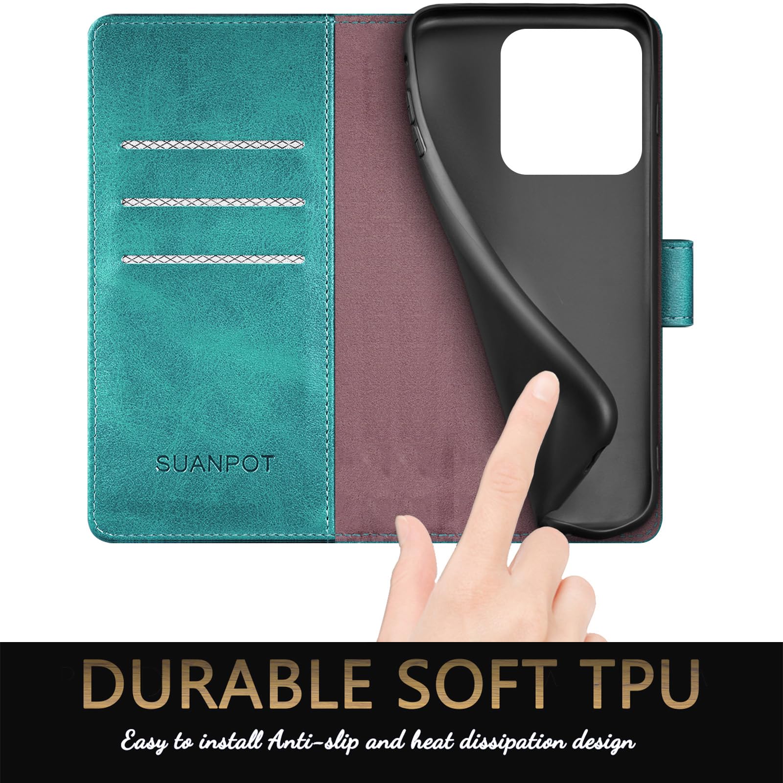 Cover Portafoglio 2 In 1 Per Redmi Note 13 Pro 5G / Poco X6 5G – Custodia Magnetica Con Blocco RFID E Supporto, Nero - 4