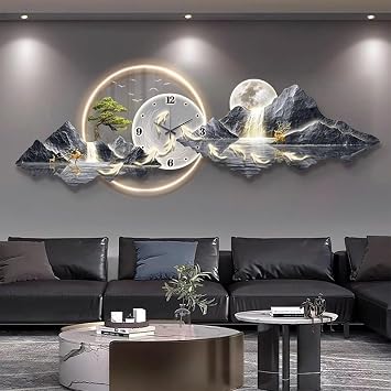 Modern Entrance 3D Wall Art Clock Stylish Wall Clocks Silent with Light,Large 3D Creative Decorative Clock,for Office, Home, Bathroom, Kitchen, Bedroom, SchoolSilver 2,47.2 * 15.7in