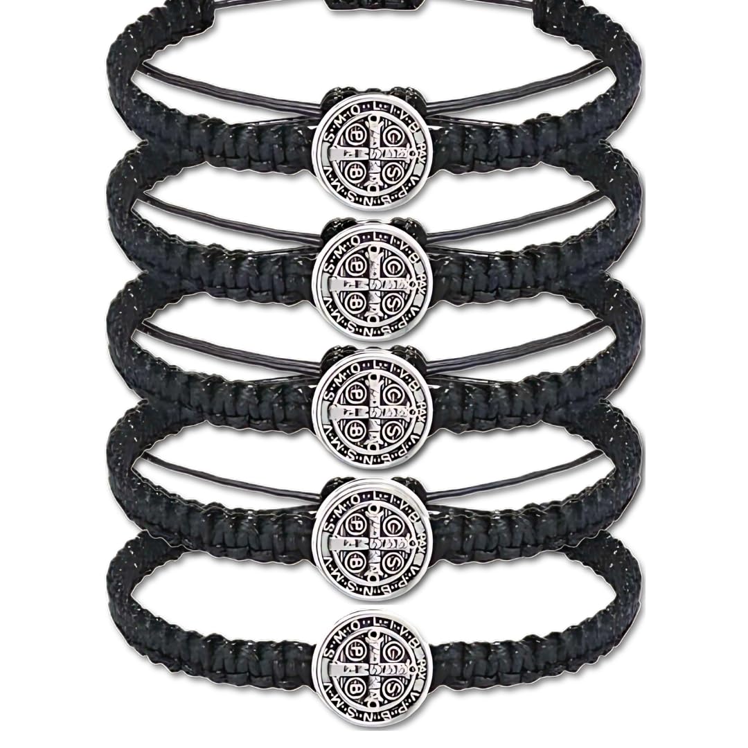 GenericSaint Benedict Excorsism Protection Wrist Bracelet, Black Cord