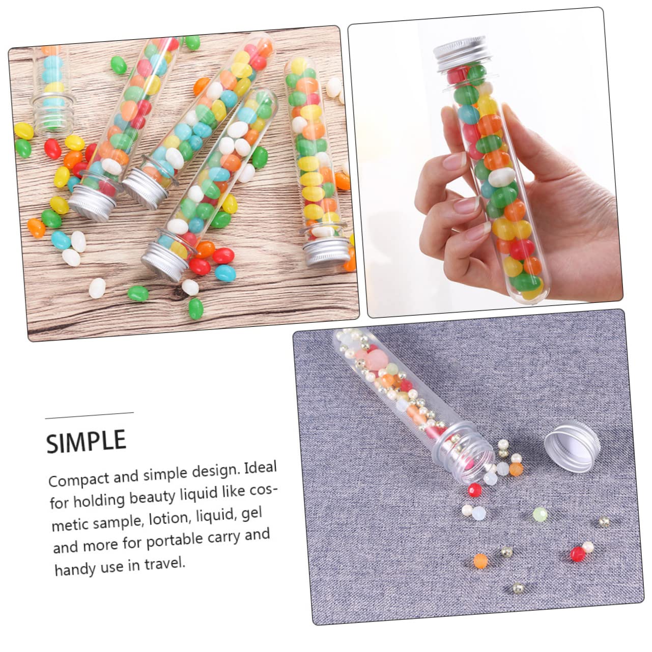 Healvian 50 Piezas Frascos de Tubo de Ensayo Transparentes para Baño y Dulces Tubos de Almacenamiento de Pet