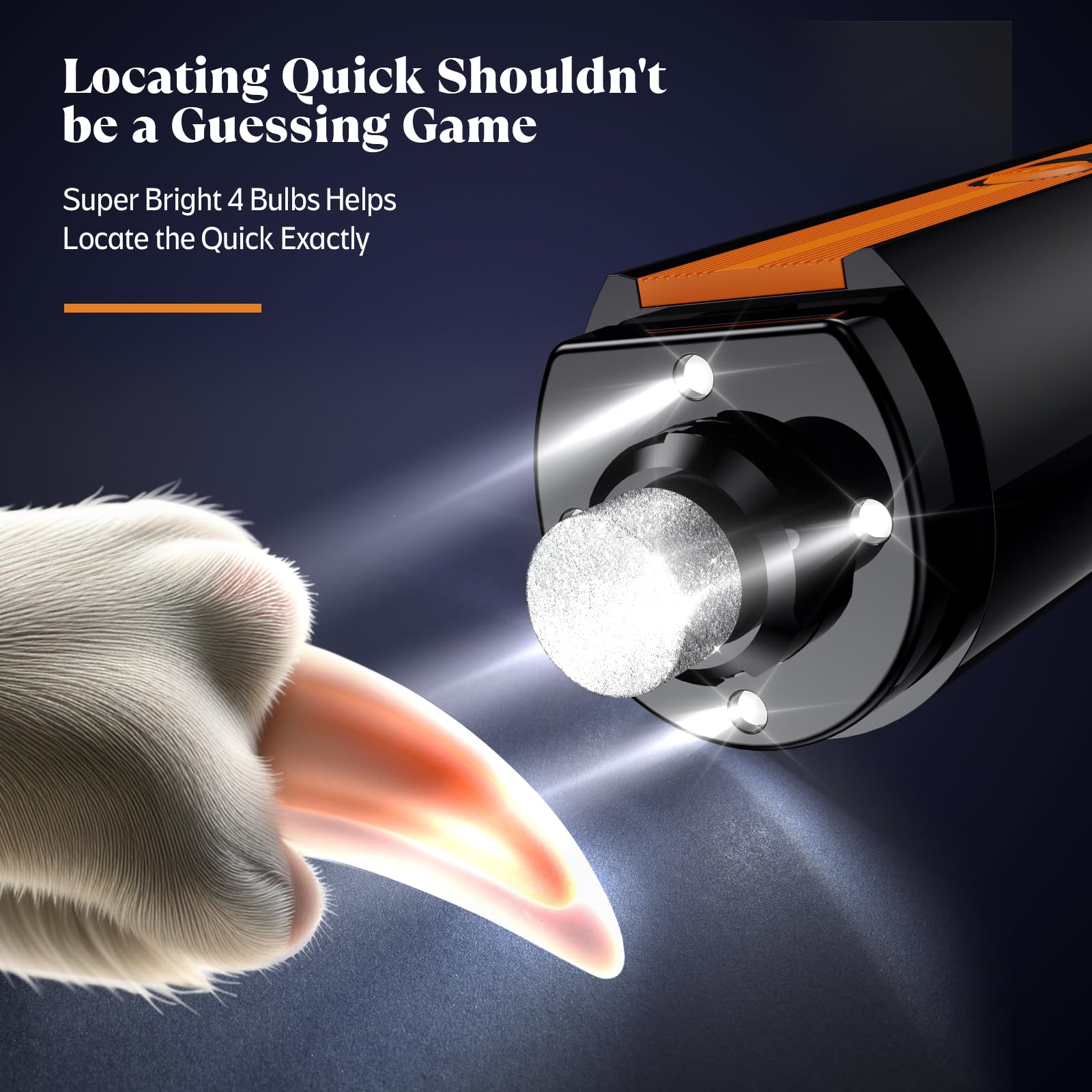 YABIFE 4-Lights Dog Nail Grinder, Easy Quick Locate Dog Nail Trimmers, for Puppy Paw Toenails or Pets from Small, Medium to Large, with Travel Lock, Whisper Quiet, Heavy Duty 3 Speeds