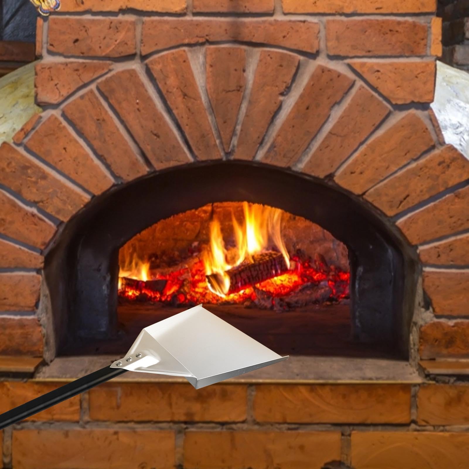 Pala per caminetto – per cenere per robusta, pala per cenere di forma | intatta per carbone | Pala per cenere da forno con manico rimovibile, pala per in acciaio