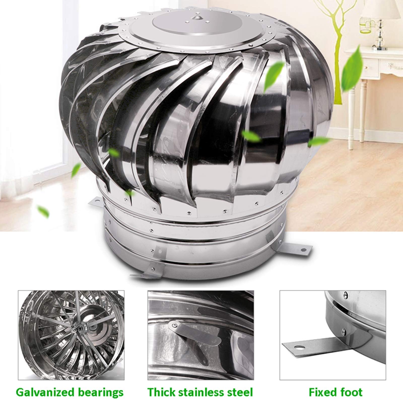 Tapa giratoria para Chimenea de Acero Inoxidable 304, protección antipájaros, anticorrientes (300 mm)