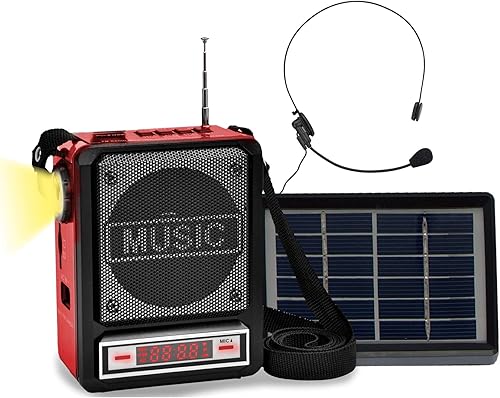 Technical Pro WASPSOLAR100 Altavoz amplificador inalámbrico, solar, rojo