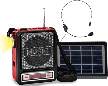 Technical Pro WASPSOLAR100 Wireless Amplifier Speaker, Solar, Red