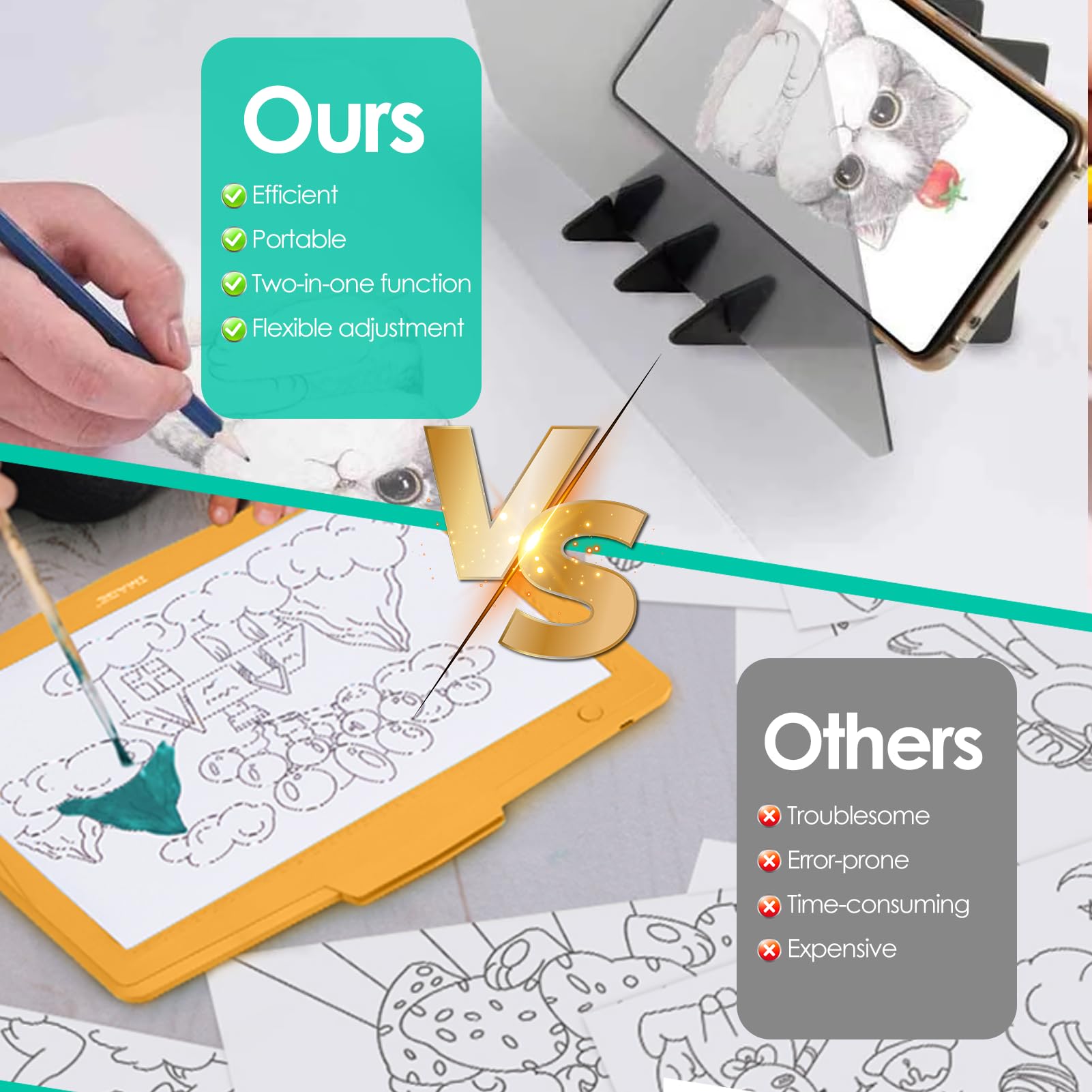 Optical Drawing Board, Portable Image Tracing Board for Phone and Tablets, Drawing Projector Light Copy Pad for Beginners Students Artists