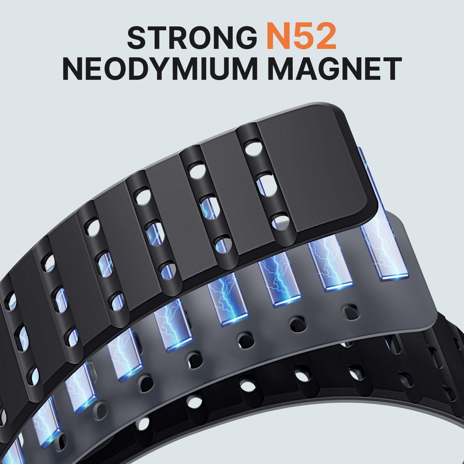 Bandletic Magnetic Silicone Band Compatible with Samsung Galaxy Watch 8 40mm 44mm / Watch 8 Classic 46mm 2025, No Gap Soft Breathable Replacement Strap for Men Women, Black/Gray - Image 3