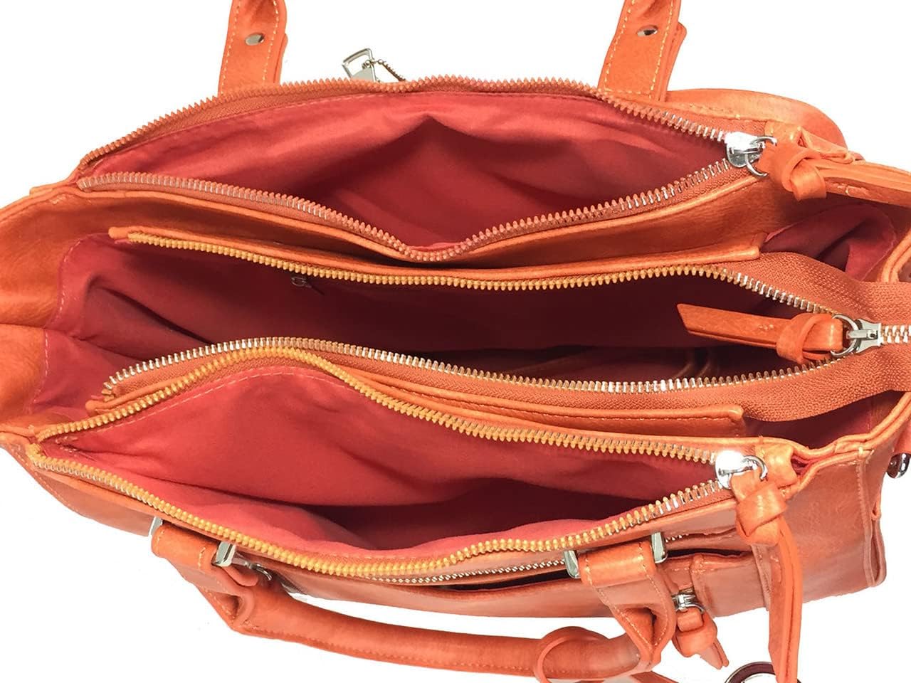 Multi Zippers Fashion Locking Faux Leather Concealed Carry Gun Shoulder Bag - Image 8