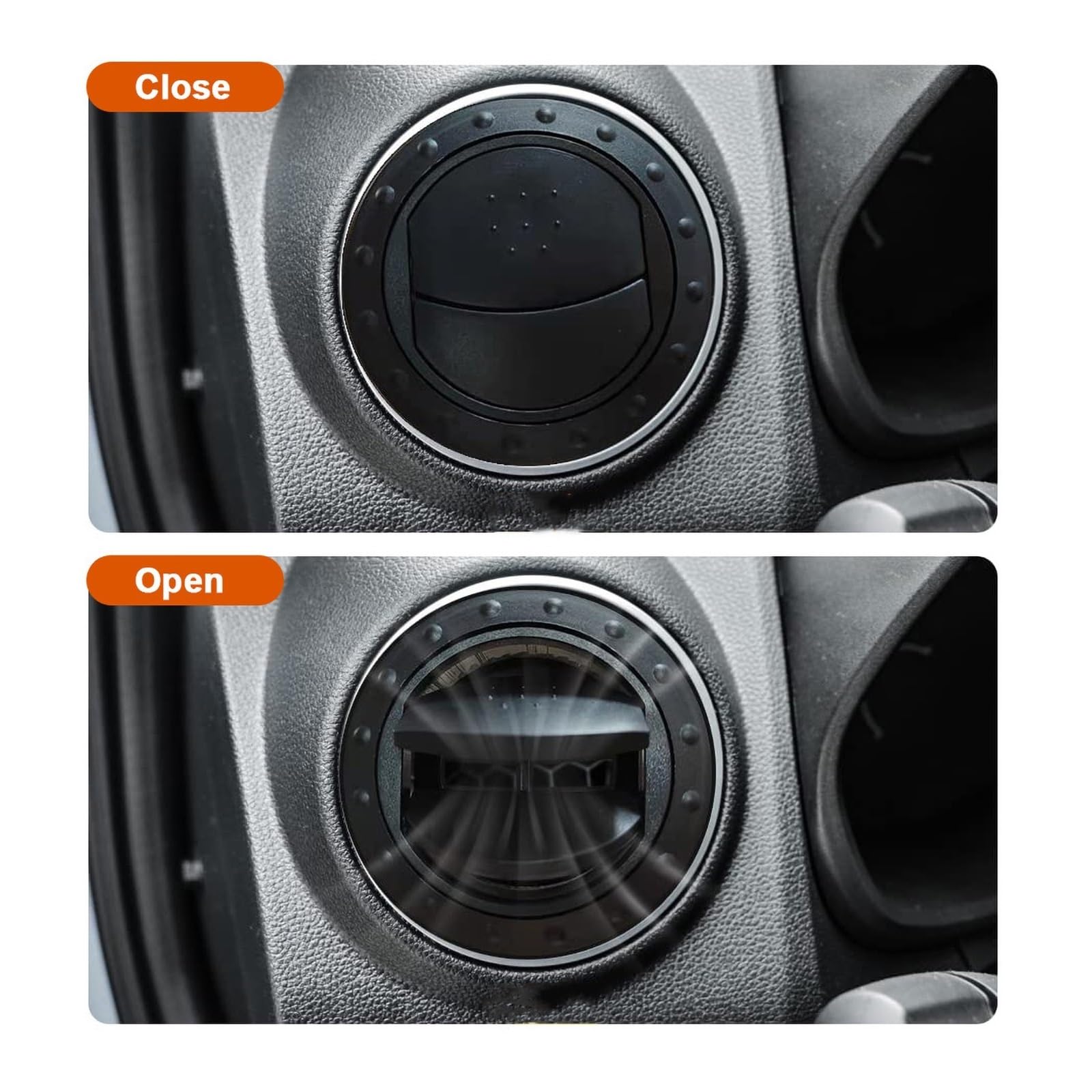 Griglia Ventilazione condizionata Deflettore sfiato per Uscita Aria condizionata Universale 65 mm Rotazione cruscotto Auto 255 Pollici Camper ATV A/C | Black