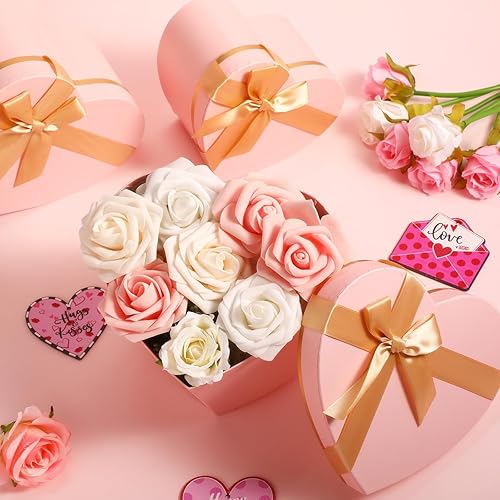 Miniatura 4 de Resurhang Caja de 4 piezas en forma de corazón para arreglos florales, caja de regalo de corazón con tapa para regalo, caja de regalo de dulces para