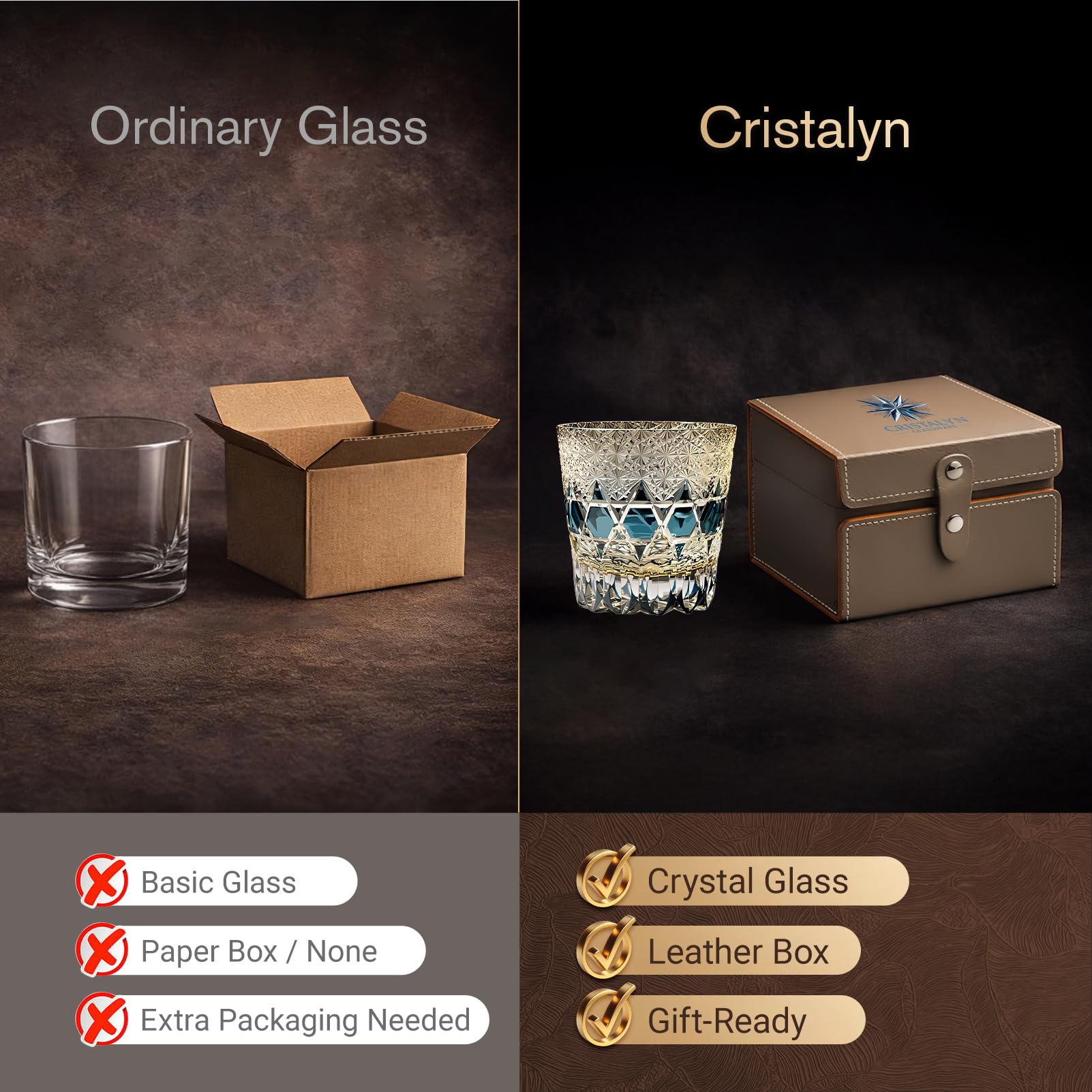 Vaso Whisky Japones Edo Kiriko Kiku Tsunagi - Vaso Degustacion Regalo Hombre para Bourbon - Vidrio Premium (Fluorita, 250ml)