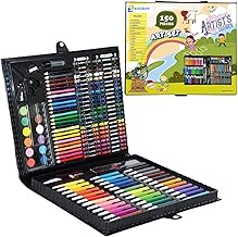 Shuban Deluxe 150-Piece Art Set & Drawing Kit - Perfect Christmas and Rakhi Gift - Includes Crayons, Oil Pastels, and Colored Pencils Other Stationary Item (Black Box)