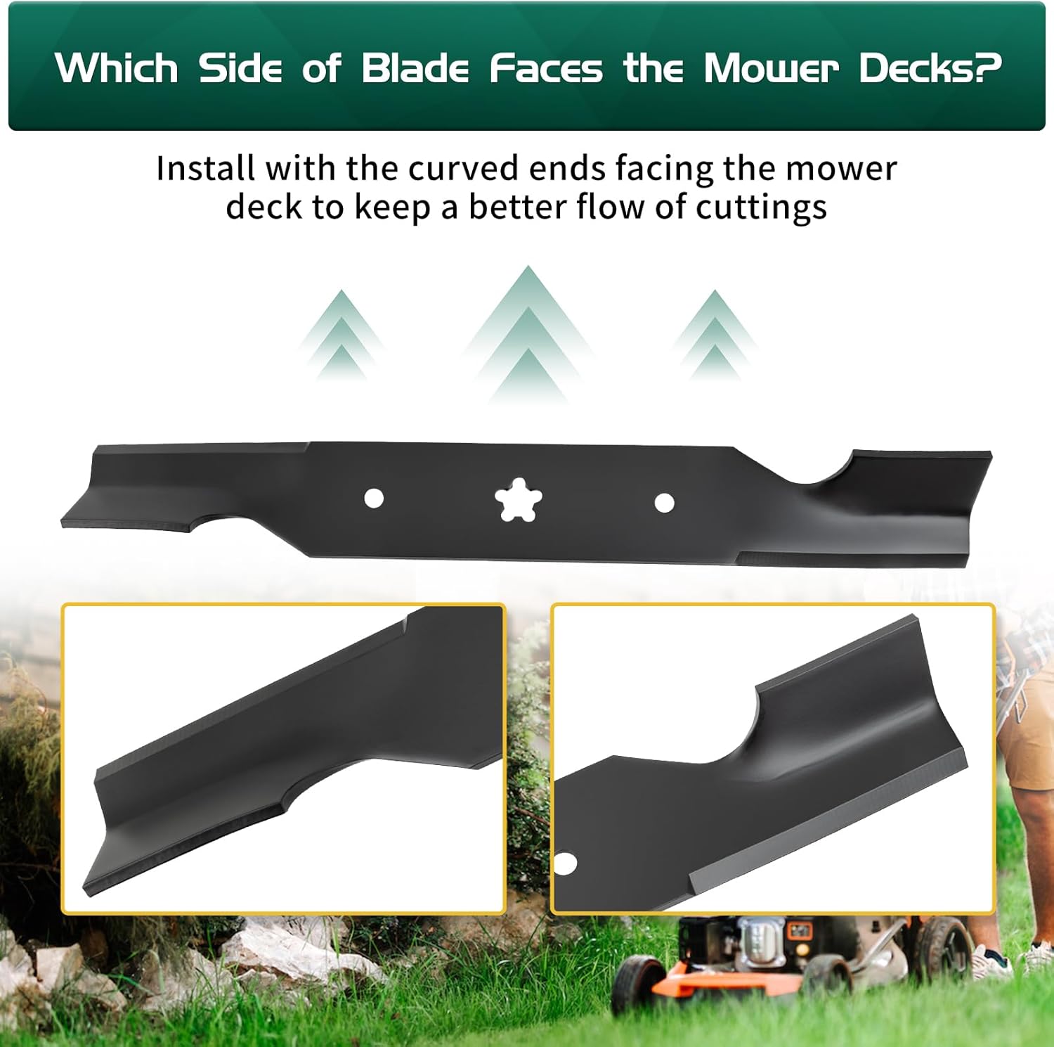 Belleone 187256 Fit for Hus qvarna 54 inch Mower Blades, 187254 Blades Compatible with AYP, Pou-LAN, Crafts Man, Hus qvarna Z254 MZ54 Z254F RZ5424 Z5426 574292401 532187254 532187256 539112053, 3pack