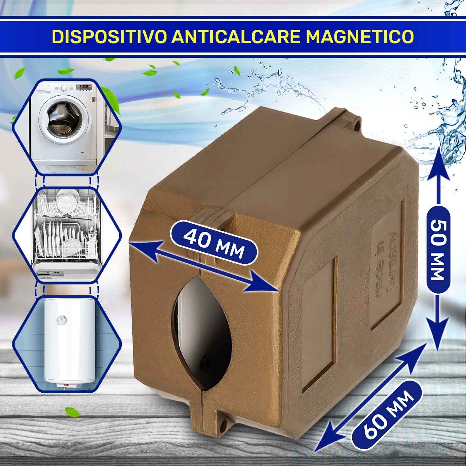 Dispositivo Anticalcare Magnetico per Tutti i Tipi di Tubo Prolunga la Vita di Tubo Acqua Caldaie Boiler Rubinetto Lavatrice e Lavastoviglie - MONTERAL
