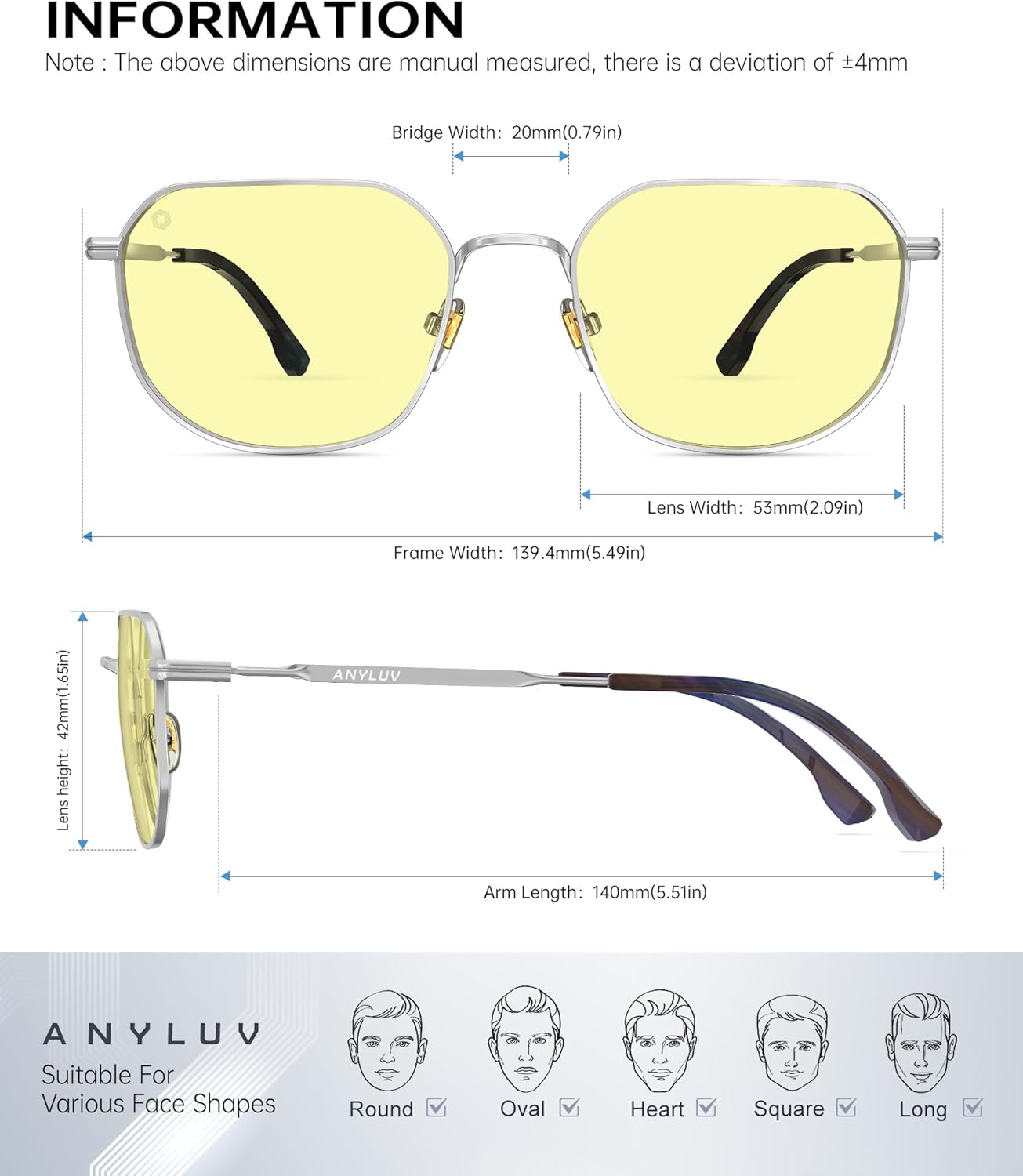 ANYLUV Blue Light Blocking Glasses for Men, Fashion Lightwight Blue Light Glasses Computer Screen Blocker Eyewear - Image 4