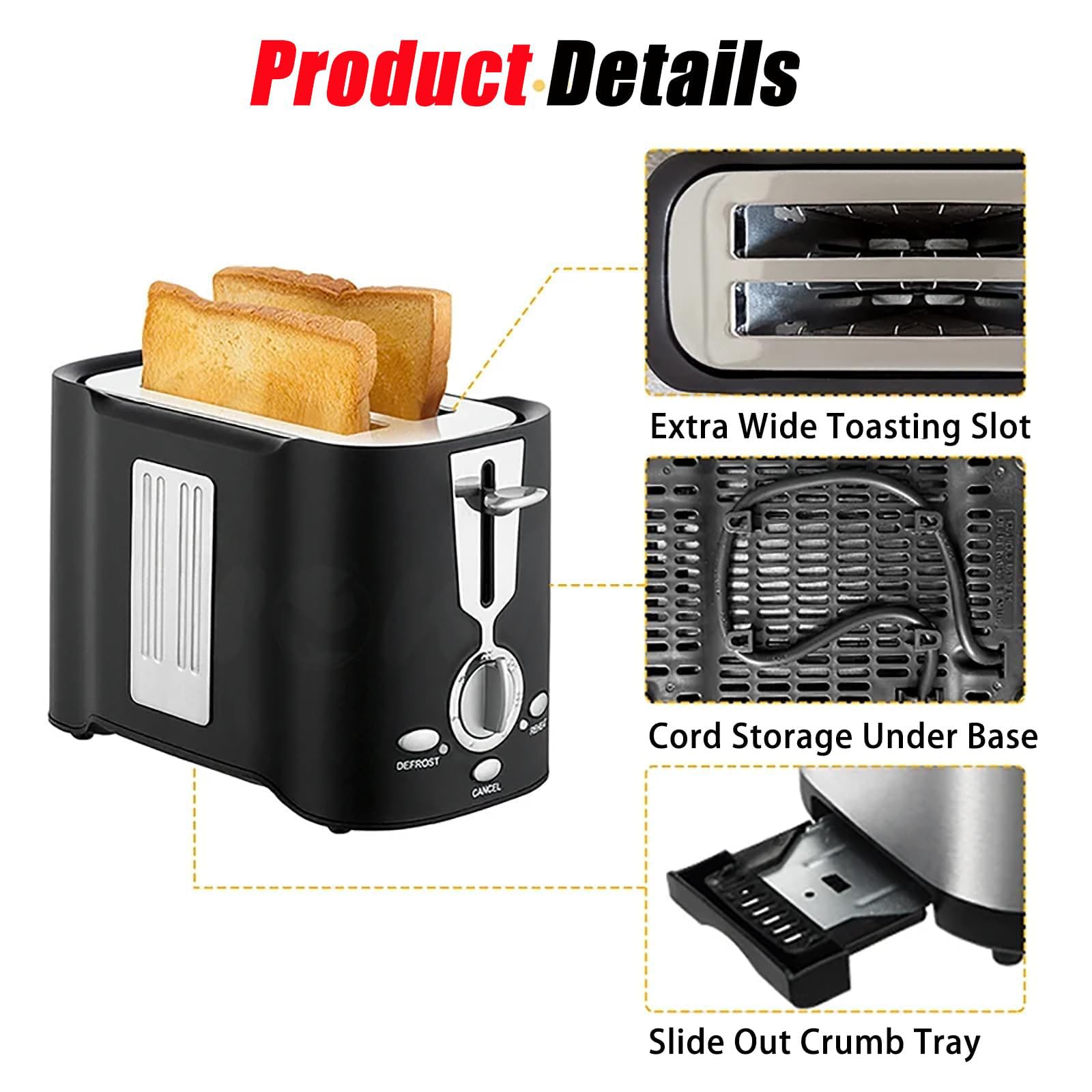 Tostadora Comercial de Ranura Larga para 2 Rebanadas | Tostadora eléctrica de acero inoxidable para pan con 6 niveles de dorado, función de descongelar y recalentar(#1)